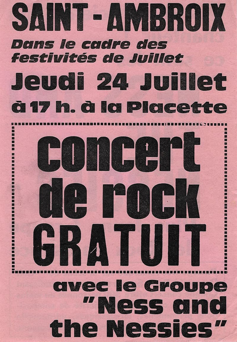 Affiche du concert de Ness and The Nessies à Saint Ambroix