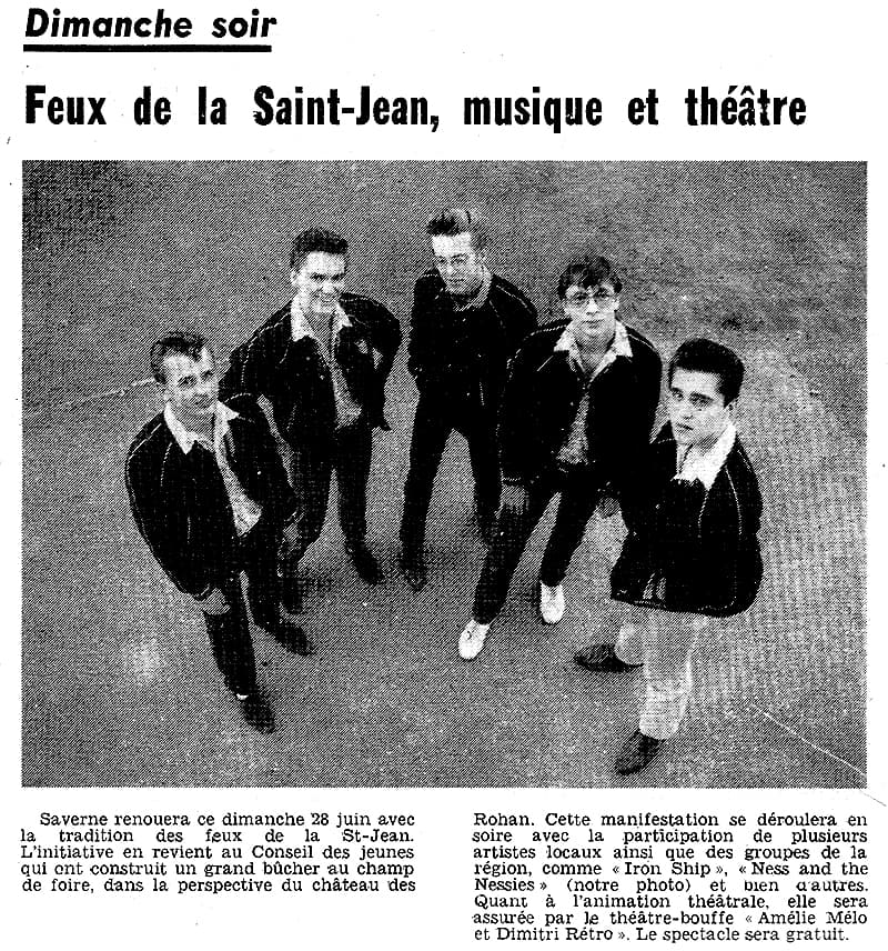 Annonce du concert de Ness and The Nessies à Saverne parue dans les Dernières Nouvelles d'Alsace le 26 juin 1981