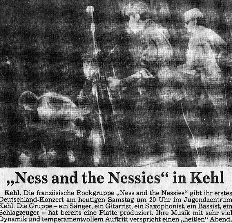 Annonce du concert de Ness and The Nessies à Kehl parue dans Kehler Zeitung le 21 novembre1981